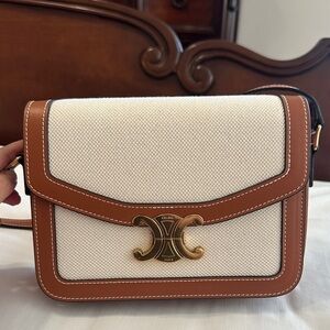 Celine Cream and Tan Crossbody Bag